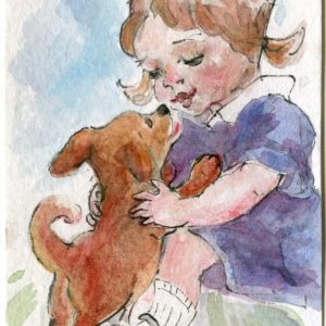 ACEO (sold) Original Watercolor Painting Little Friends