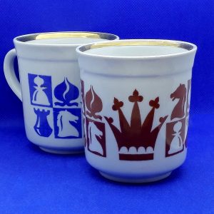 Soviet Vintage Porcelain Mug Chess. Mug With Chess Pattern USSR