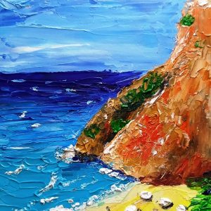 Beach oil painting 5*7 inches sunny art by Yalozik
