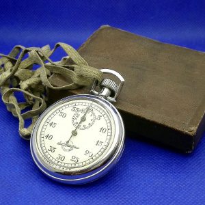 Vintage Soviet Stopwatch in box. Button Mechanical Stopwatch USSR