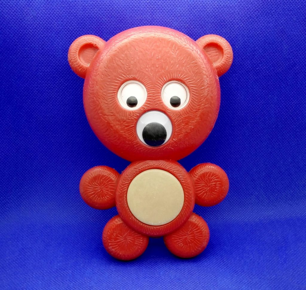 Vintage Soviet Plastic Toy Bear. Antique Toy. Red Teddy Bear