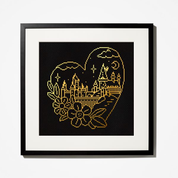 Hogwarts cross stitch in a frame
