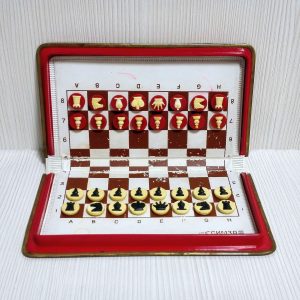 Vintage Soviet Pocket Magnetic Chess. Russian Travel chess Simza