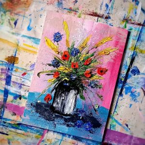 Poppies and ears 5*7 inches oil painting by Yalozik