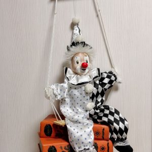 Vintage Large Marionette Clown Doll. Toy Clown Suspended Puppet