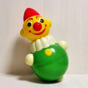 Vintage Soviet Musical Doll Clown.Russian Doll Roly Poly
