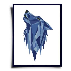 Geometric Wolf digital cross stitch pattern Hand embroidery design Digital PDF file