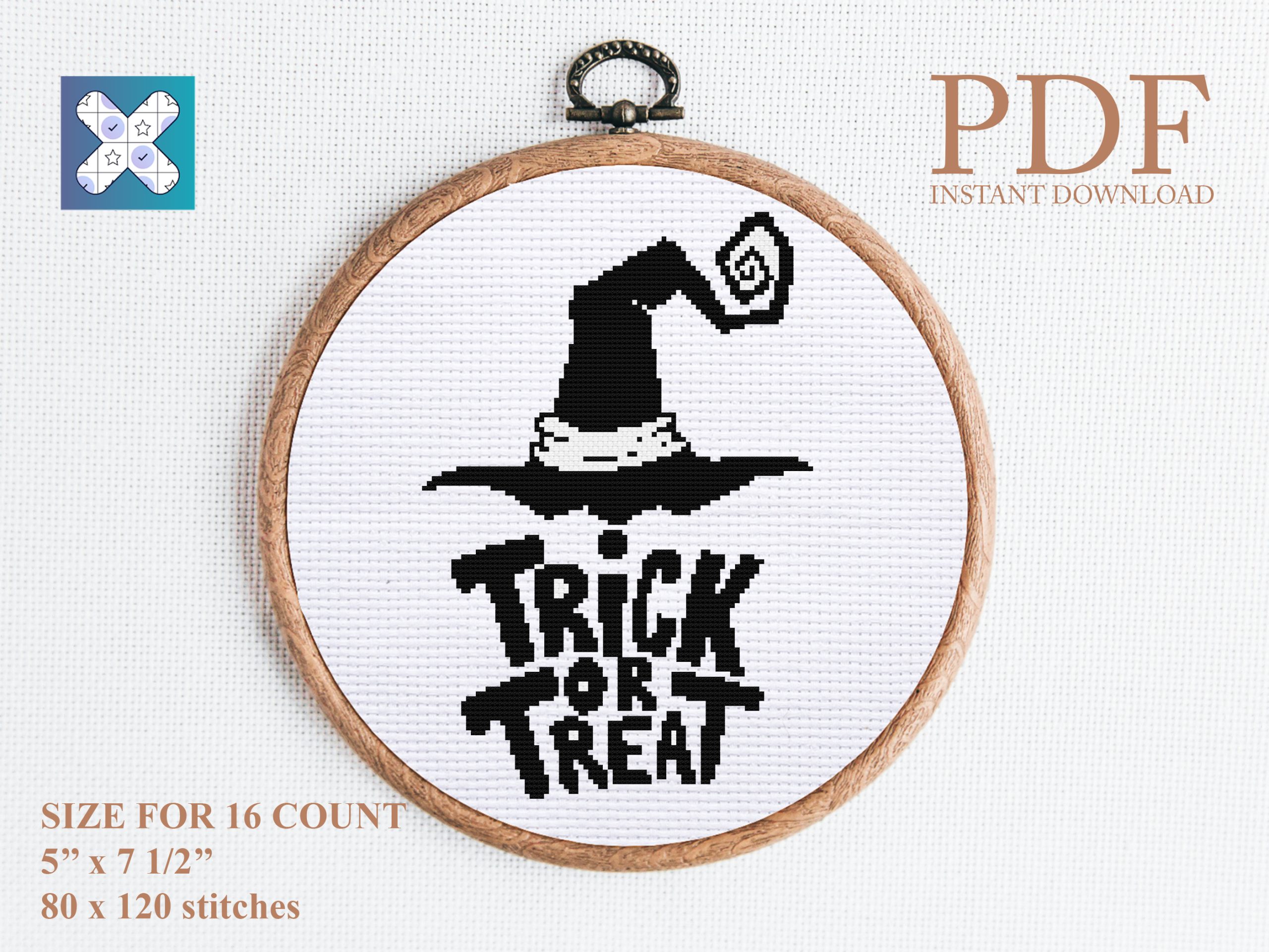 Trick or treat cross stitch pattern Halloween cross stitch 