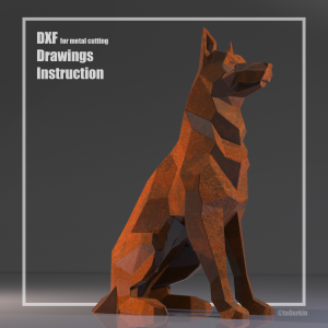 Steel Sheet Metal Drawings Plans Pattern Template German Shepherd Sitting Project Sculpture (dxf, PDF)
