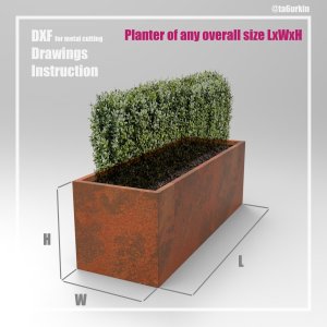 Steel Sheet Metal Drawings Plans Pattern Template Planter Cube Multi-size Project (dxf, PDF)