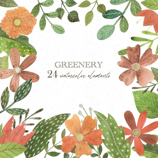 Vintage greenery clip art