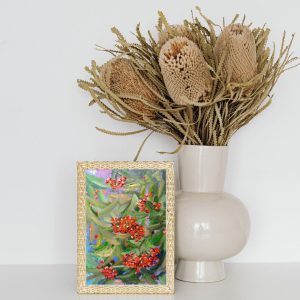 Rowan red berries oil painting 6*8 impasto by Yalozik