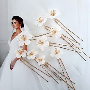 Small flower hair pins set Floral bridal hair pins