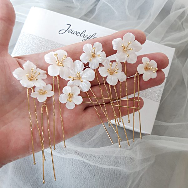 Small flower hair pins set Floral bridal hair pins