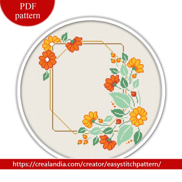 Floral border cross stitch