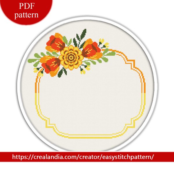 Flower Cross Stitch Pattern. Floral Wreath Cross Stitch.