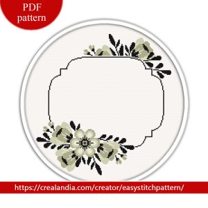 Floral border Cross Stitch Pattern, Floral Wreath