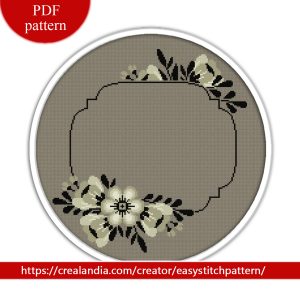 Floral border Cross Stitch Pattern, Floral Wreath