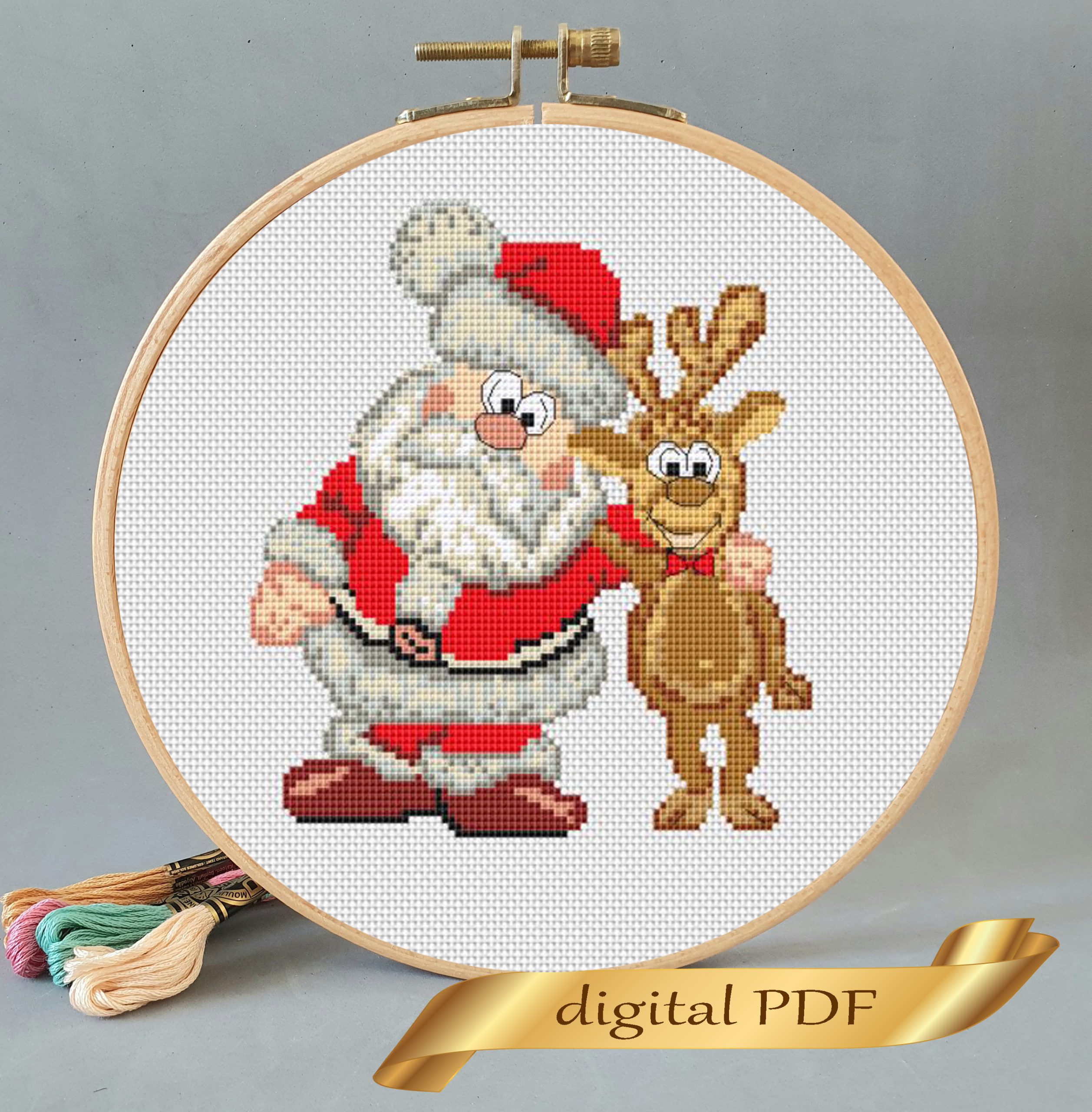 2 New Kits For Kids Christmas Counted Cross Stitch Santa Reindeer Easy For  Kids