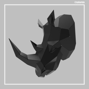 Steel Sheet Metal Drawings Plans Pattern Template Rhinoceros Head Project Sculpture (dxf, PDF)