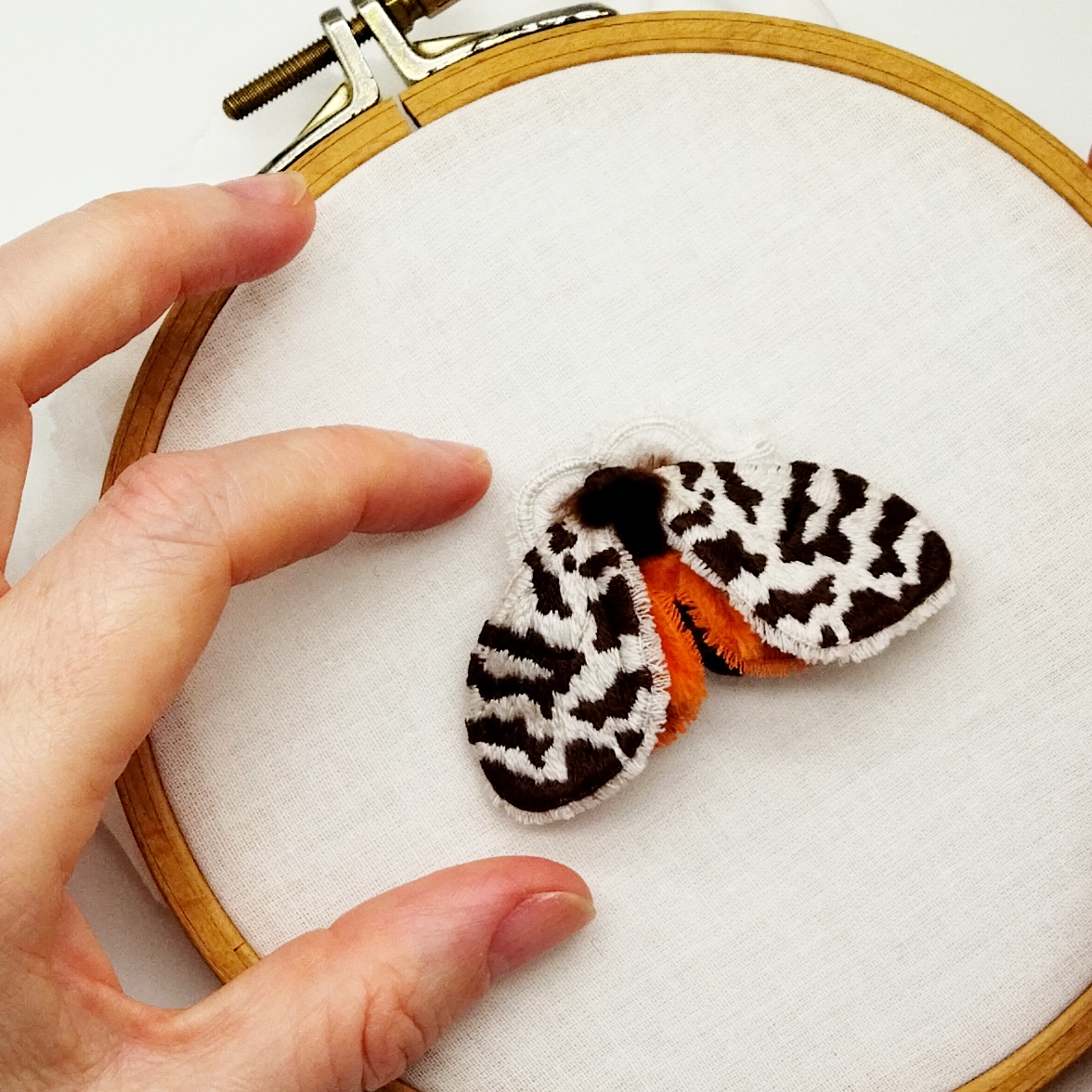 Embroidered butterfly with brown spots PDF Pattern 3 Embroidered moth