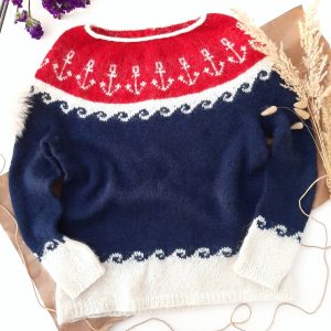 Handmade Marketplace 807 Icelandic sweater with anchors