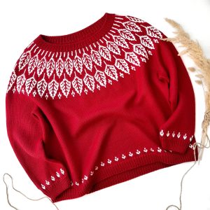 Handmade Marketplace 813 Icelandic sweater with leaves