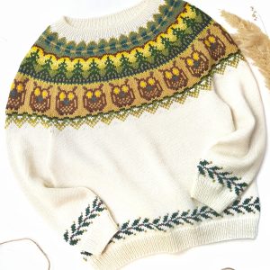 Handmade Marketplace 812 Icelandic sweater with owles