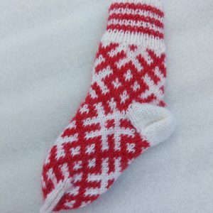 Handmade Children’s Wool Socks with a Multicolored Pattern