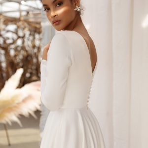 Ivory Simple 50s wedding dress, long wedding dress gown