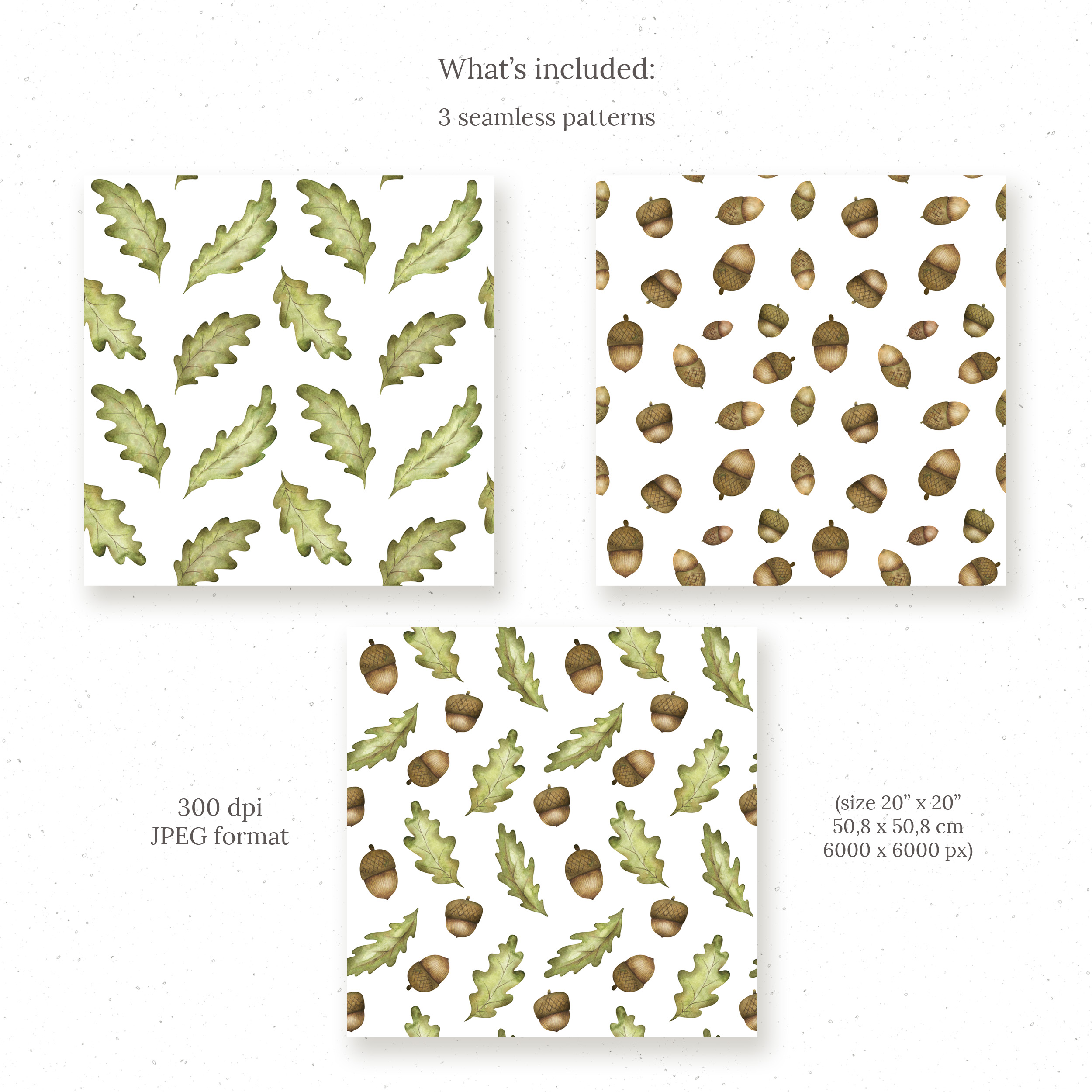 Watercolor acorn clipart. Oak leaves, seamless patterns 4 Watercolor acorn clipart. Oak leaves, seamless patterns - Image 4