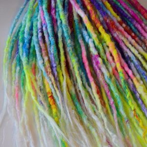 Synthetic dreads extensions. Double ended Rainbow dreadlocks