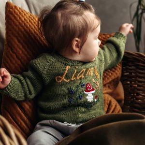 Custom handmade knitted sosweater witft h name for kids, babies