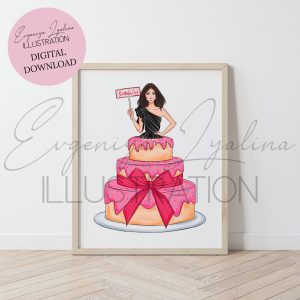 DIGITAL DOWNLOAD Birthday Girl (Printable Fashion Illustration)