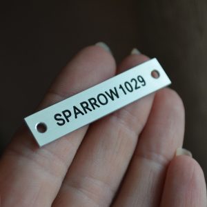 Custom metal nameplate, metal engraved tag, metal label with holes for nails.