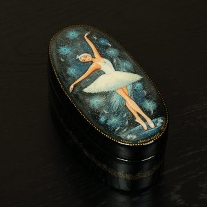 White Swan ballerina lacquer box hand-painted Swan Lake art