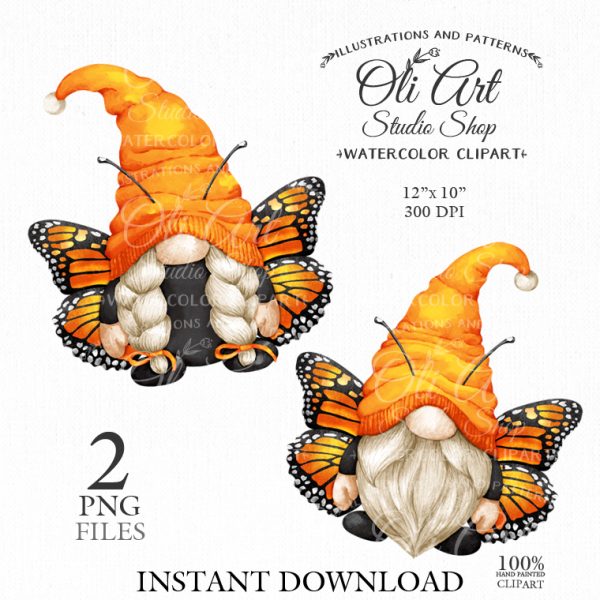 Butterfly gnome clipart. Clip art png, сute characters