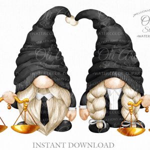 Lawyer gnome clip art png, scales of justice, digital download