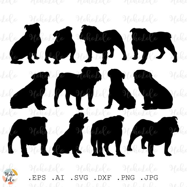 Bulldog Svg Set Silhouette