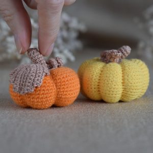 Set of 2 mini pumpkins, Halloween home decor, autumn harvest