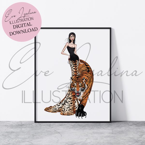 DIGITAL DOWNLOAD Hear Me Roar (Printable Fashion Illustration)