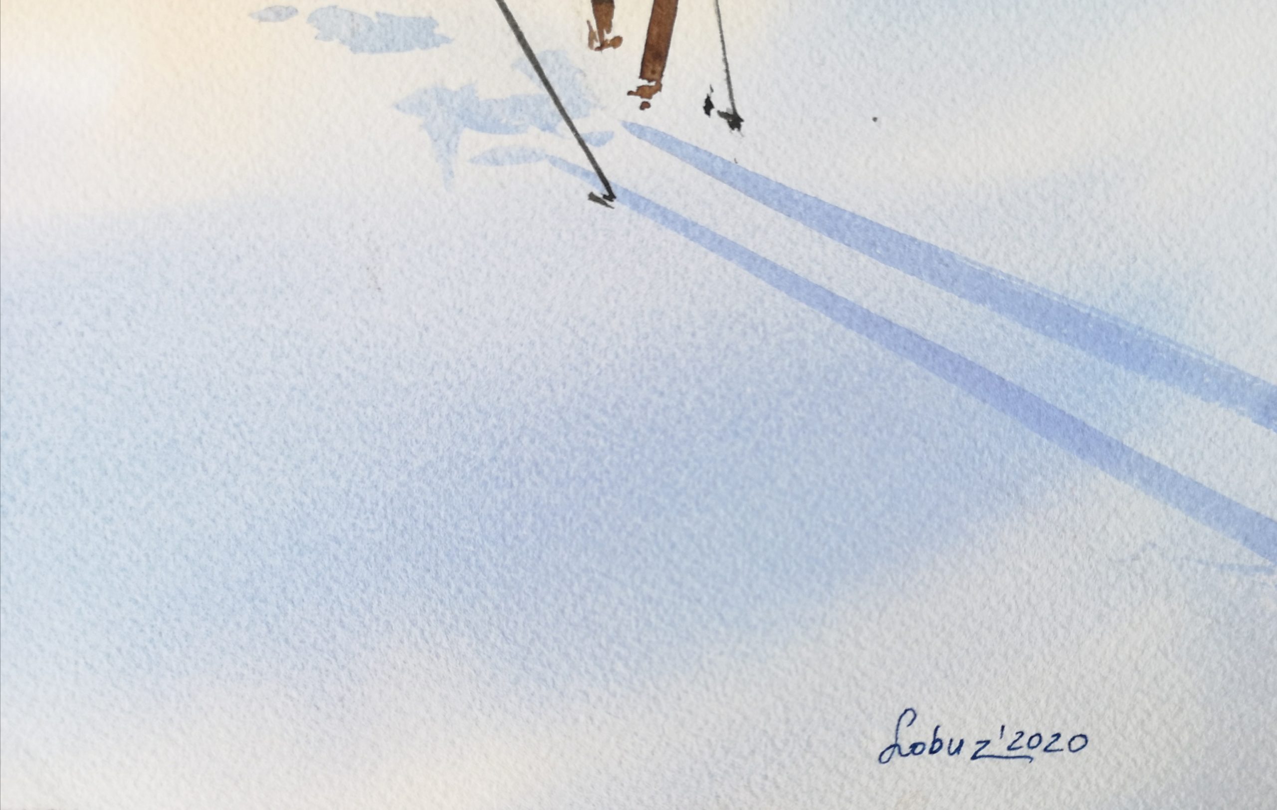 Waiting for a ski trip - Original watercolor 2 Waiting for a ski trip - Original watercolor - Image 2