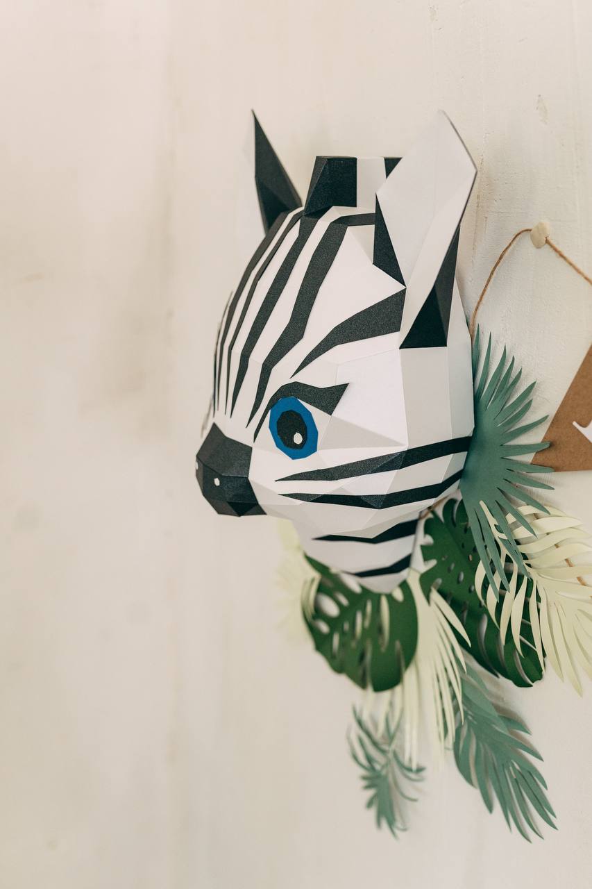 Papercraft pdf template ZEBRA low poly origami 3d 4 Papercraft zebra low poly origami 3d pdf template