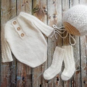 Set with socks, openwork sleeves