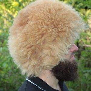 papakha papaha KHABIB sheepskin fur hat Russia Caucasus orange winter super hat
