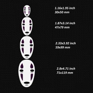 Kaonashi Embroidery Design, Spirited Away anime file dst, 4 sizes
