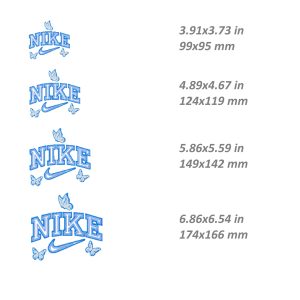 Nike Butterfly Embroidery Design, logo pes dst file, 4 sizes