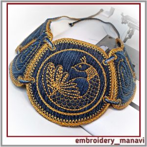 InthehoopEmbroideryDesignnecklacewithbirdquilt