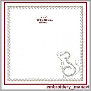 In the hoop embroidery design handkerchief with a mouse.