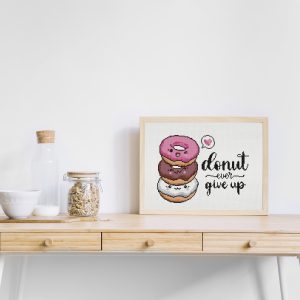 motivation cross stitch in a frame